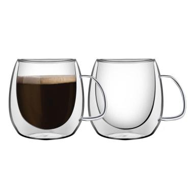 Imagem de Conjunto De Xícaras Tramontina Para Chá E Cappuccino 200ml 2 Peças Vidro Duplo 64760450