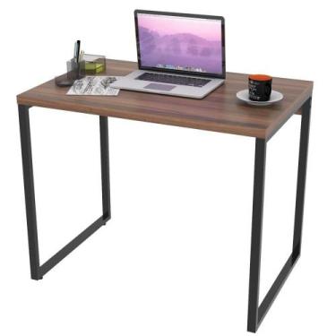 Imagem de Mesa Para Escritório Estilo Industrial 90 Cm Nogal - LYAM DECOR