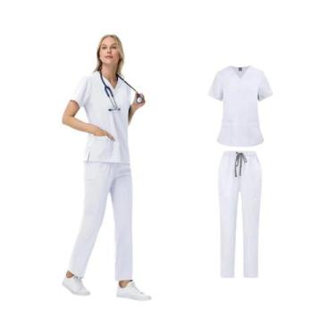 Imagem de Uniforme De Enfermeira Unissex Em 2 Peças Com Calças Retas E Bolsos, R