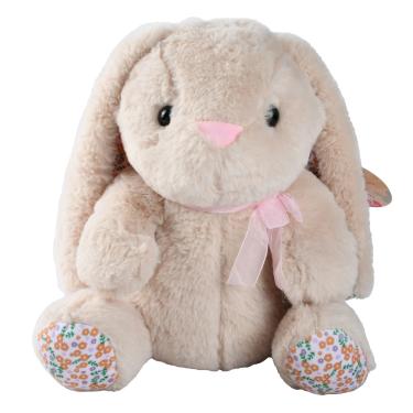 Imagem de Pelúcia Coelho Brink+ 30cm Estampado Vestido Xadrez Cestinha