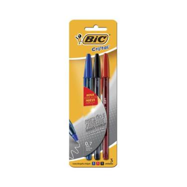 Imagem de Caneta Esferográfica Bic Cristal Extra Fina 0.7mm Azul, Preta e Vermel