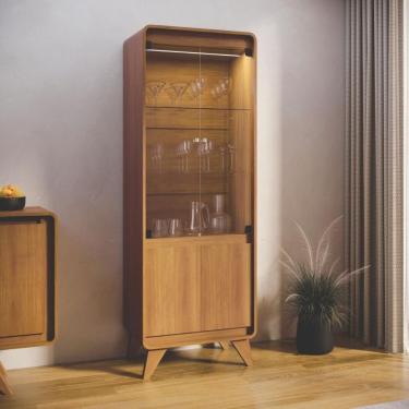 Imagem de Cristaleira Retrô Bordas Arredondadas Amadeirada Nature