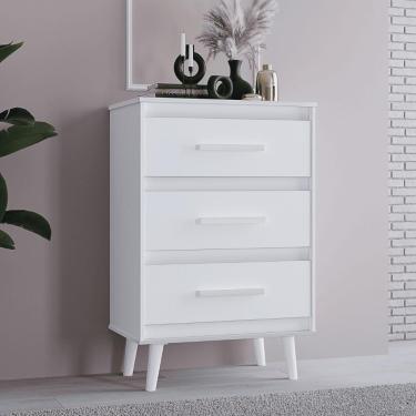 Imagem de Cômoda Retro 3 Gavetas Com Pes Palito Branco