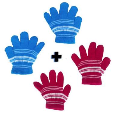 Imagem de Luvas Frio Infantil 2 Pares Proteção Clima Gelado Quentinha - Redstar 