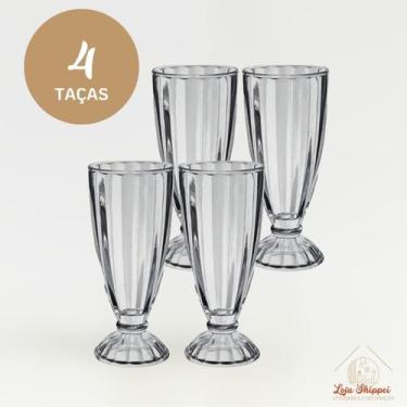 Imagem de Kit 2 4 6 Copos de Vidro Taça Milkshake Long Drink Vitaminas Suco Drin