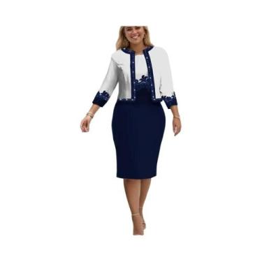 Imagem de Conjunto Elegante De Vestido Cardigã Estampado Feminino Com Manga Flar