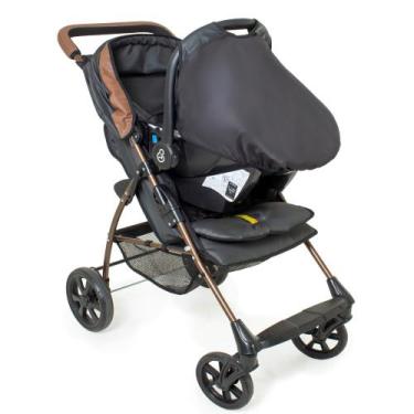 Imagem de Carrinho Romano Preto Cobre G22 com Bebê Conforto Grid Galzerano