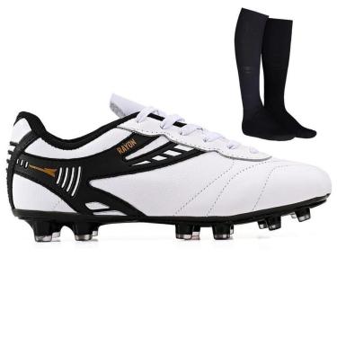 Imagem de Chuteira Futebol Profissional Masculina de Couro Campo Grama Natural + Meião-Masculino