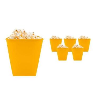 Imagem de Kit 6 Pipoqueira Retrô Amarelo 2,6L Plástico Premium - Bb Store