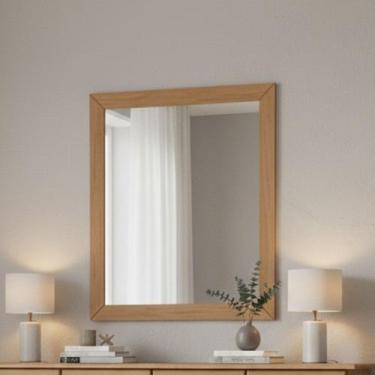 Imagem de Espelho com Moldura 90x78cm em Madeira Maciça Linha Prata - Finestra