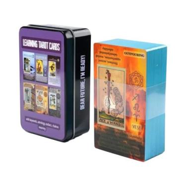 Imagem de Baralho De Tarot Manara Com Borda Dourada 78 Cartas Em Caixa De Lata J