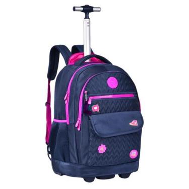 Imagem de Mochila Rodinhas Luluca Bolsa Escolar Azul 33L - LU24085 - Clio