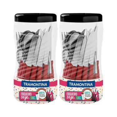 Imagem de Faqueiro Tramontina Aço Inox New Kolor 60 Peças Vermelho