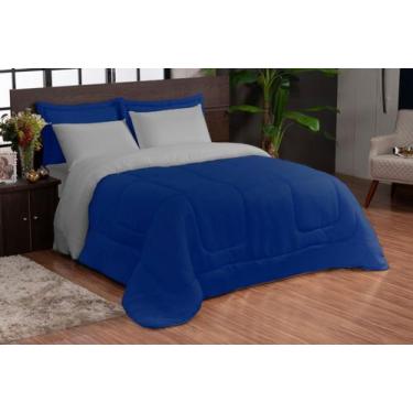 Imagem de Kit Edredom Ternura Casal Queen Dupla Face 06 Peças - Azul e Cinza - J