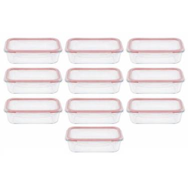 Imagem de 10 Potes de Vidro para Marmita Saudável Tampa com Trava 1300ml - Wari