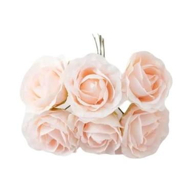 Imagem de Flores Artificiais De Rosa De Seda, 6 Peças, Mini Buquê, Guirlanda, Sc