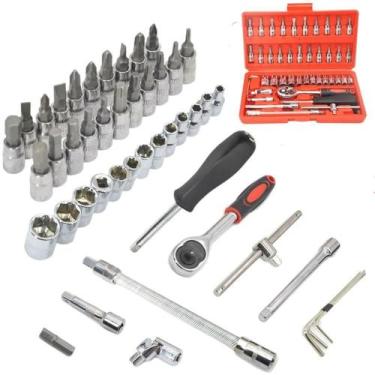 Imagem de Kit de Ferramentas Chaves Catraca Philips Fenda Bits Torx Allen 46 Peç