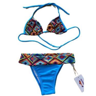 Imagem de Biquiní Sem Bojo Estampado Feminino Adulto Camboriú, Azul, P