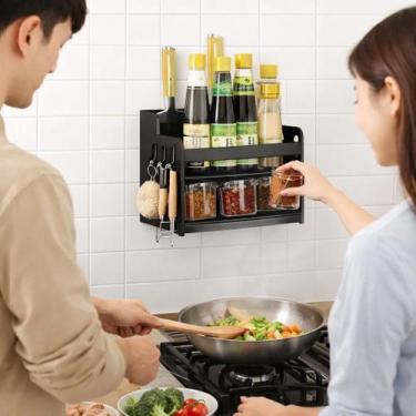 Imagem de Cozinha Suporte Fixar Temperos Condimentos Utensilios Ganchos Economiz