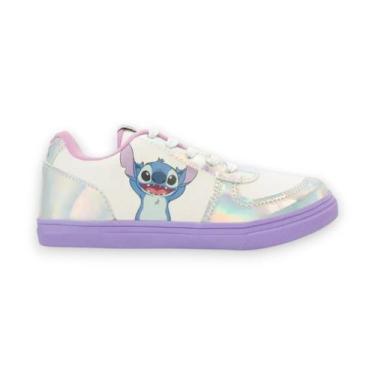 Imagem de Tenis Infantil Menina Stitch Disney Conforto, Branco, Lilás, 28 BR
