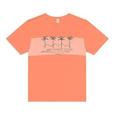 Imagem de Camiseta Infantil Menino Manga Curta 100% algodão rovitex, Laranja, Es