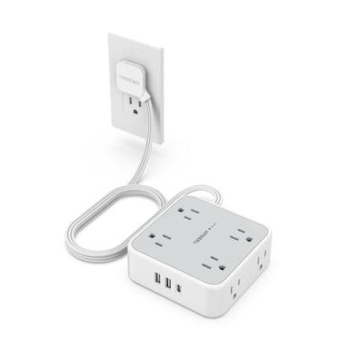 Imagem de Protetor de sobretensão Power Strip TESSAN 8 tomadas AC 3 portas USB