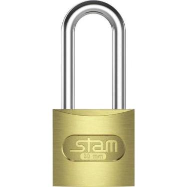 Imagem de Cadeado Convencional Zamac Latonado 30mm Haste Média Dourado - OUTRAS 
