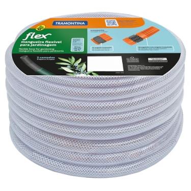 Imagem de Mangueira Flex para Jardim, com Engates Rosqueados e Esguicho, Tramontina, 30 M, Transparente