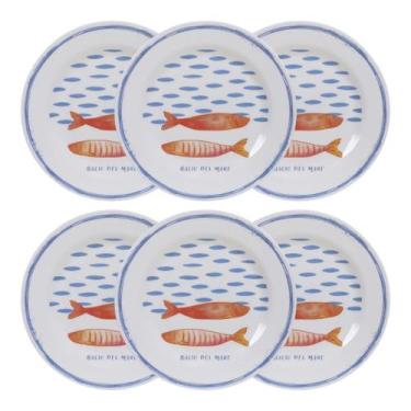 Imagem de Conjunto Pratos Sobremesa Família Melamina Resistente Peixe - Florarte
