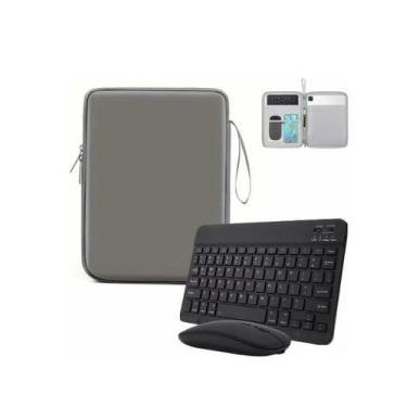 Imagem de Kit Teclado E Mouse Bluetooth Bolsa Para Tablet Samsung S10 - Genérica