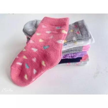 Imagem de 12 Pares Meia Kids Infantil Atoalhada Felpuda Coloridas Dia a Dia Quen