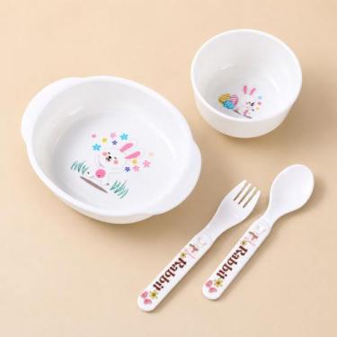 Imagem de Kit Alimentação Prato Copo Colher e Garfo para Bebê e Criança Cor:Coel