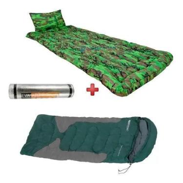 Imagem de Saco de Dormir Nautika Freedom Verde e Cinza + Isolante Térmico Nautik