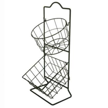 Imagem de Fruteira de Metal Grid Basket Preta 23,5x25x55CM