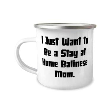 Imagem de Caneca de acampamento I Just Want to Be a Stay at Home Balinese Cat 355 ml, presente de gato balinês para amantes de gatos