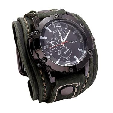 Imagem de segolike Relógio de Vintage Punk de Couro PU Algarismos, Verde