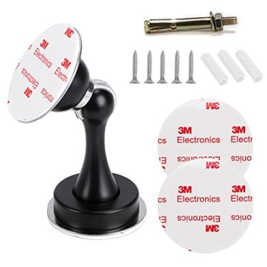 Imagem de Parafuso magnético de porta Sumnacon, suporte de porta de aço inoxidável resistente, vem com 4 peças de fita adesiva dupla face 3M e parafusos de ferragens, instale com fita adesiva ou parafusos na parede, Preto