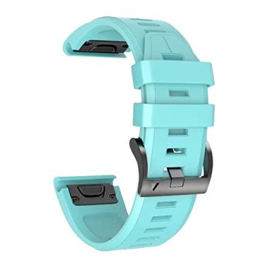 Imagem de GANYUU 26 22mm Pulseira de Silicone para Garmin Fenix 6X 6Pro Relógio Liberação Rápida Pulseira de Ajuste Fácil para Fenix 5X 5Plus Acessórios (Cor: Verde Menta, Tamanho: 22mm Fenix 5 5Plus)