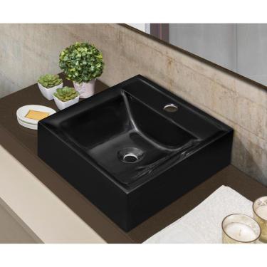 Imagem de Cuba Pia para Banheiro Quadrada Preta de Marmore Sintético