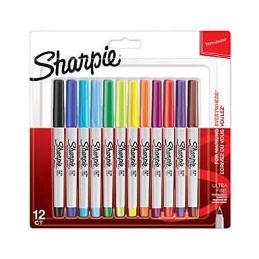 Imagem de Sharpie Marcador permanente ultra fino - preto (pacote com 2) pacote com 12