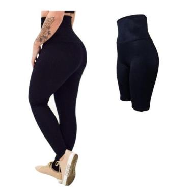 Imagem de Kit Calça Legging + Bemuda Cós Alto Modelador Suplex Poliamida Alta Co