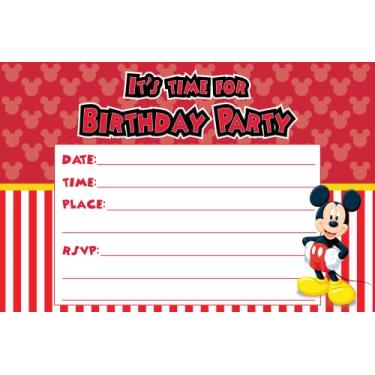Imagem de Cartões de convite Happy Choice Mickey Mouse - Feliz aniversário preencher +20 envelopes - convites de estilo cartão postal de 230 gramas para festas infantis