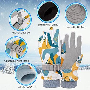 Imagem de Tingpai Gorro de inverno quente e luvas conjunto de 2 peças pa crianças touca de esqui à prova de com luvas pa patinação em clima frio