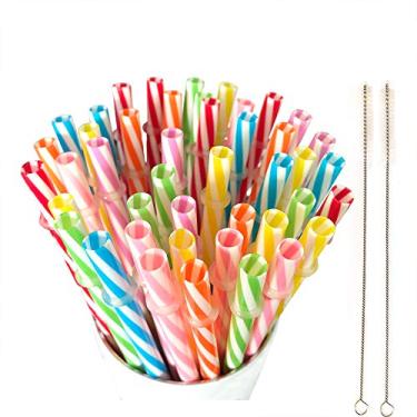Imagem de OKGD 100 canudos de plástico rígido reutilizáveis. Livre de BPA, canudos de 23 cm de comprimento, diâmetro externo de 0,28 polegadas
