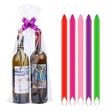 Imagem de Pacote com 40 sacos de celofane transparentes de 23 x 50 cm, conjunto com 20 pacotes de sacos de cesta para 20 unidades, perfeito para presente de Páscoa do Dia dos Namorados, presentes, garrafas de vinho, chás de noivado/bebê, 2 mm de espessura