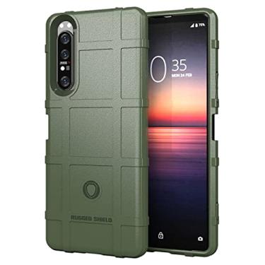 Imagem de LVSHANG Capa de celular à prova de choque cobertura total robusta capa de silicone para SONY Xperia 1 II, capa protetora com forro fosco (cor: verde militar)