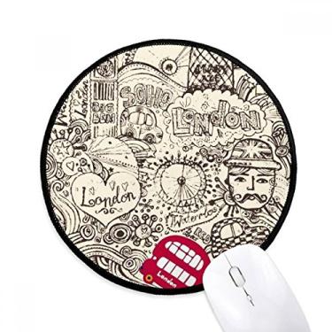 Imagem de DIYthinker British Bus London Eyes Big Ben UK Mouse Pad desktop escritório tapete redondo para computador