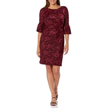 Imagem de Adrianna Papell Vestido feminino de veludo drapeado, Maçã cranberry, 48
