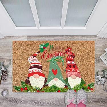 Imagem de Tapetes de Natal Gnome Capacho, capacho de piso de boas-vindas de Natal, tapete de banho de inverno antiderrapante e lavável, enfeites de tapete de porta de Papai Noel para casa, entrada, chão