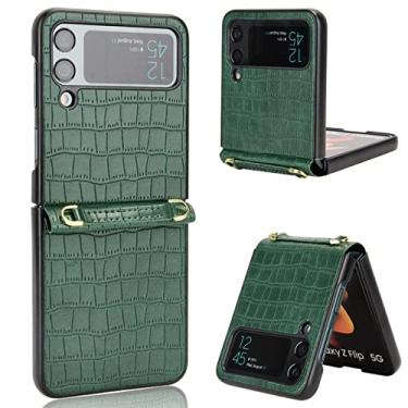 Imagem de Capa dobrável de couro confortável anti-reflexo para Samsung Galaxy Z Flip 4 5G Flip4 Flip3 Flip 3 Zflip4 à prova de choque, verde, para Samsung Z Flip 4